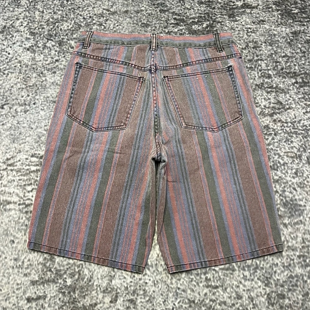 Vintage IOU Denim Shorts Mens 32 Vertical Striped Skater Funky Jorts 90s